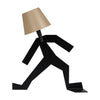 Tafellamp of vloerlamp, magnese chrome kap, voet in de vorm van een Skater in zwart gepoedercoat. Kap is wisselbaar.