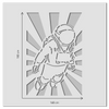 XL formaat stencil sjabloon street zwevende astronaut stralen verloop